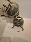 Vintage Ornate International Silverplate Tilting Spirit Kettle Teapot On Stand 