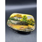 Genuine Russian Handpainted Signed Lacquer Box Fedoskino Autumn Fall Euc