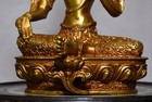 7 1  China Old Tibetan Buddhism Temple Bronze Gilt Green Tara Bodhisattva Statue