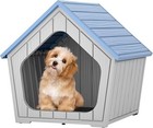 Large Plastic Dog House Indoor Outdoor Dog Kennel Waterproof Puppy Shelter Blue