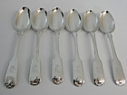 Set Six Early Victorian Sterling Silver Shell Fiddle Pattern Unicorn Crest 1838