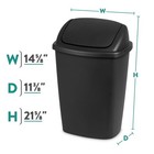 7 5 Gallon Kitchen Trash Can With Swing Top Lid Black Plastic Garbage Bin