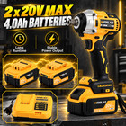 High Torque 1 2  Impact Wrench Brushless Cordless Battery Impact Gun Kit -yellow