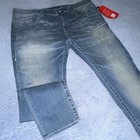 True Religion Men   s Blue Straight Fit Denim Jeans Mid Rise Button Fly Nwt
