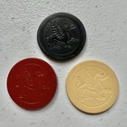1905 Design Vintage Antique Clay Poker Chips With Embossed Dragon In 3 Colors