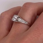 Vintage Art Deco Style Round Lab Created Diamond 14k White Gold Fn Wedding Ring