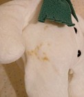 Vintage Eden Toys The Snowman White Stuffed Plush Green Hat Scarf 14    Stained