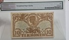 1941 Denmark 10 Kroner National Banknote Pick 31i Pmg Certified 50 Au Epq