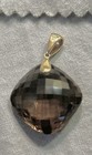 Smokey Topaz Pendant   Earrings  Solid Gold Attachments -vintage
