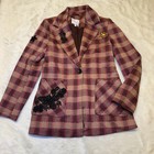 Anthropologie Avec Les Filles Check Blazer With Sequin Embroidery Size Small
