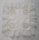 Antique 19th Century Cream Wedding Net Lace Hankie With Ecru Tatting