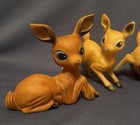 Vintage Hard Plastic Deer Figurines Doe Bambi Fawns Kitschy Christmas Retro