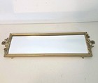 Vtg Brass Gold Vanity Mirror Perfume Tray Roses Leaves Mcm Hollywood Regency 20 