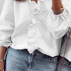 Women s Long Sleeve Ruffle Button T Shirt Ladies Casual Loose Solid Tops Blouse