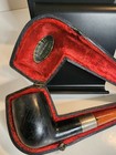 Vintage A  Schulte Genuine Amber Smoking Pipe With Case Sterling Silver