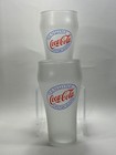 Vintage Genuine Frosted Coca-cola Drink Ware Glass Set Of 2
