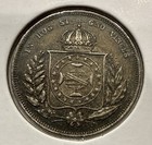 1860 200 Reis Brazil Silver Coin - Pedro Ii  mintage 28 000  - Xf au  f383 