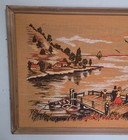 Vintage Seaside Harbor Embroidery Picture Huge Framed 42  X 19 