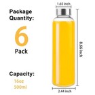 6 Pack Glass Water Bottles 16oz Clear Glass Bottles With Stainless Steel Lids Re