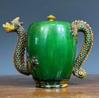 Antique Chinese Sancai Stoneware Porcelain Cadogan Wine Ewer Dragon Teapot Ming