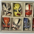 Lot Of 12 Vintage Chinese Miniature Hand Painted Mini Opera Masks Multicolored