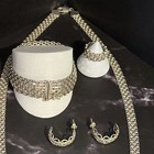 Vintage Sterling 925 Jewelry Set  2 Rings  Necklace  Bracelet   Earrings