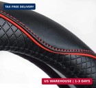 Steering Wheel Covers Universal 15 Inch - Genuine Leather  Breathabl