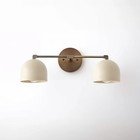 Mid Century Modern Brass Vanity Light White Dome Shade Bathroom Wall Fixture