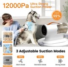 12000pa Pet Dog Grooming Vaccum Kit 5-in-1 With 2l Dust Box Low Noise 4 9ft Hose