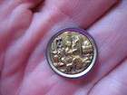 Vintage 9 16  Brass Metal Picture Button  Person  Harp  Dog  Urn - X22