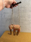 Vintage Hand Carved Wood Elephant Marionette Puppet Folk Art Painted 14   