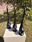 Tall Mcm Black Ceramic Long Neck Swans Triple 14 3    Tall
