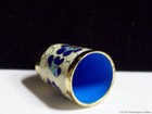 Vintage Cloisonne Gold Guilt Enamel Inlay Thimble Red Blue Flowers Blue Inside
