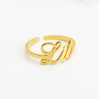 Custom Name Open Adjustable Ring Jewelry Cursive Letters Women Silver Gold Gift