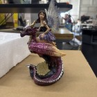 Beautiful Fairy Maiden Dragon Rider With Glowing Crystal Figurine Home D   cor