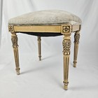 Vintage French Louis Xvi Stool Bench Upholstered Seat Mcm Hollywood Regency