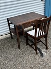 Antique Mission Arts   Crafts Tiger Oak Library Table   Desk With Matching Chair