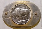 1936 Encased Buffalo Nickel Brass Plated White Metal