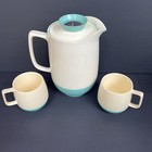 Vtg Vacron Bopp-decker Insulated Coffee Carafe Pitcher   2 Cups Mcm Teal Cream