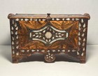 Antique 19th C  Ottoman Style Wooden Hand Crafted Mother Of Pearl And Copper Box