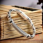 100  Solid 925 Sterling Silver Metal Bracelet For Women Vintage Handmade Simple