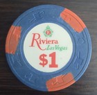         vintage Riviera Las Vegas Poker Casino Chip  1 Blue orange Rare Nice 