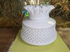 Vintage Fenton Hobnail Milk Glass Globe Lamp Shade Ruffle Large Lampshade 10 