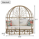 59 8  Daybed Outdoor Sunbed Natural Wicker Patio Daybed Sunbed W curtain pillows