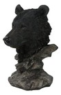 Western Rustic Wildlife Forest Black Bear Bust Figurine With Rocky Steppes Stand