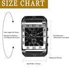 Punk Mens Black Wide Leather Cuff Band Big Square Dial Quartz Biker Wrist Watch