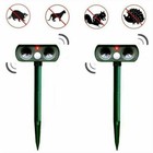 1 2 Pk Animal Repeller Ultrasonic Solar Power Outdoor Pest Cat Mice Deer Sensor