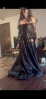 Women   s Black Off-shoulder Lace Sheer Long Sleeve Formal Long Gown Size 8