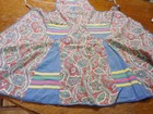 Vintage Blue And Multi-colored Bib Apron  41  By 27 1 2 With 16 1 2  Tails 