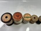 5 Wooden Spools Partial Thread  Dacron Puresilk For Tatting Darning Sewing Vtg